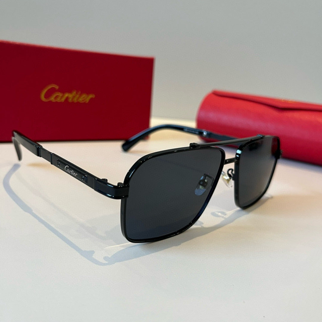 Cartier Lightweight Metal Rimless Black Lens Sunglasses for Men & Wom - 382831