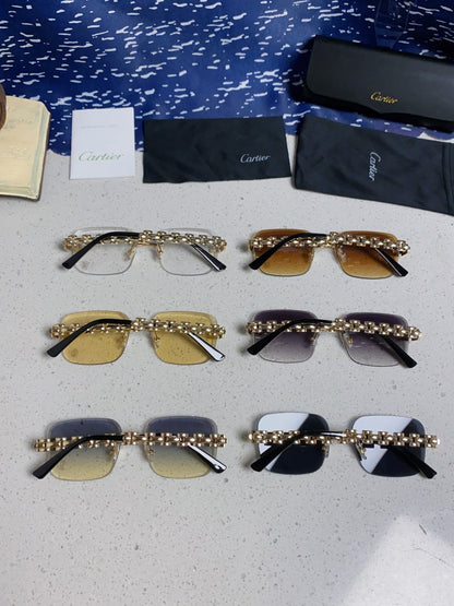 Cartier Lightweight Rimless Blue Lens Sunglasses for Men & Women - 493659 - detail image 11