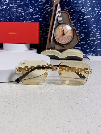 Cartier Lightweight Rimless Brown Lens Sunglasses for Men & Women - 415881 - detail image 9