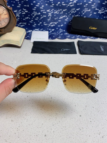 Cartier Lightweight Rimless Orange Lens Sunglasses for Men & Women - 415883 - detail image 3