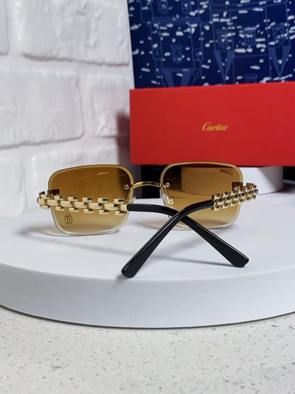 Cartier Lightweight Rimless Orange Lens Sunglasses for Men & Women - 415883 - detail image 2