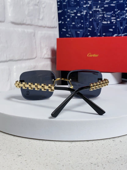 Cartier Lightweight Rimless Blue Lens Sunglasses for Men & Women - 493659 - detail image 3