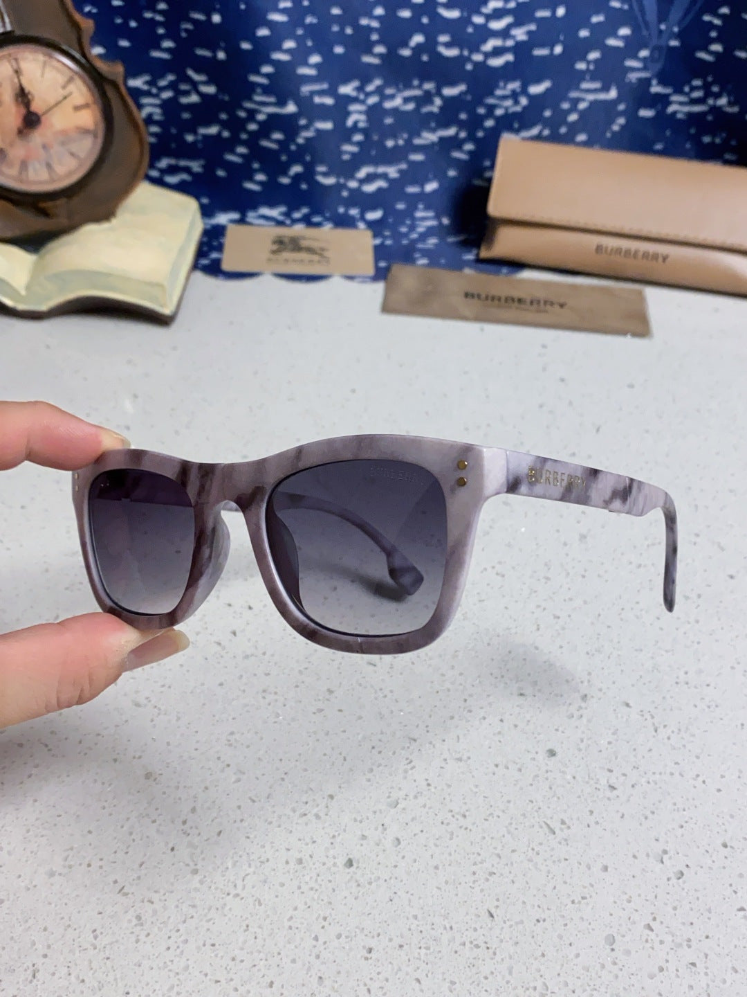 Burberry Folding Fashion Silver Lens Sunglasses for Men & Women - 432410 - detail image 6