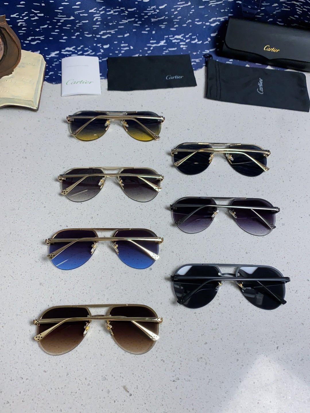 Cartier Metal Round Brown Lens Sunglasses for Men & Women - 358534 - detail image 11