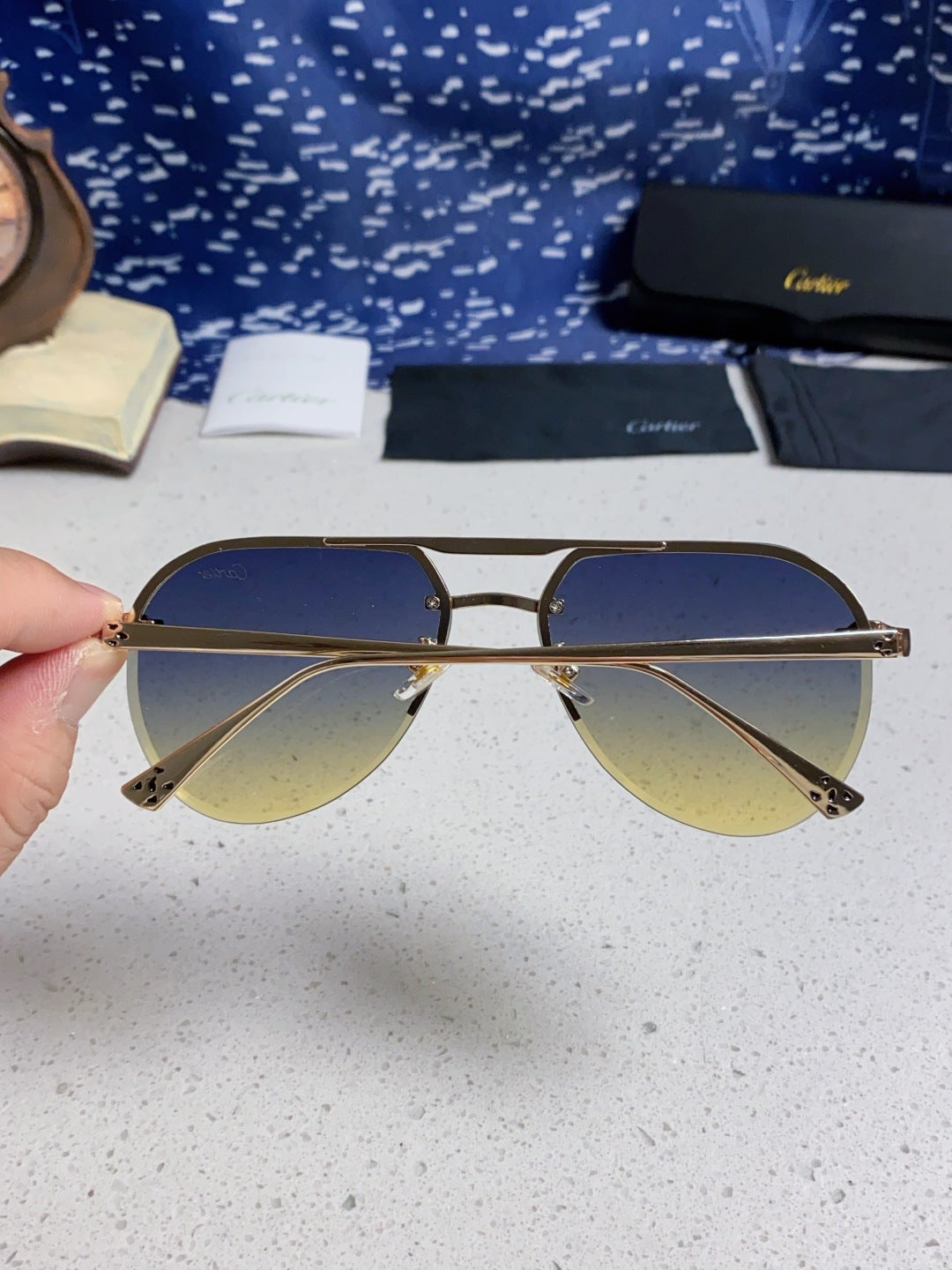 Cartier Metal Round Brown Lens Sunglasses for Men & Women - 358534 - detail image 5