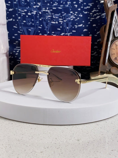 Cartier Metal Round Red Lens Sunglasses for Men & Women