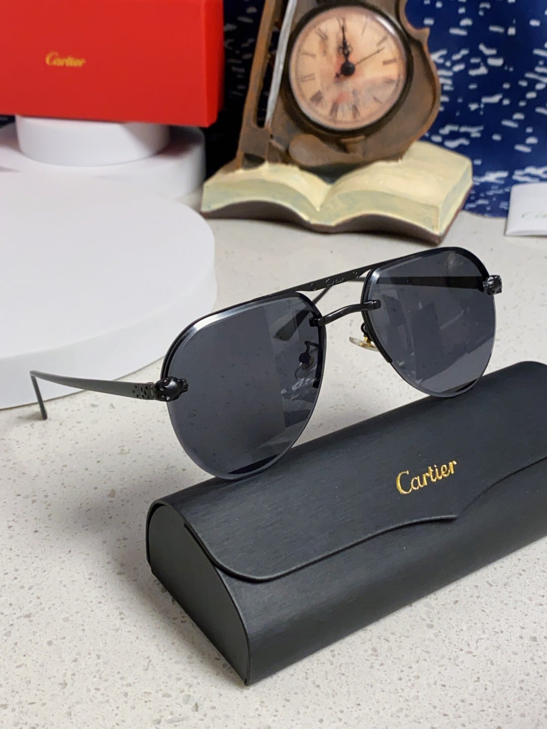Cartier Metal Round Black Lens Sunglasses for Men & Women - 358540 - detail image 10