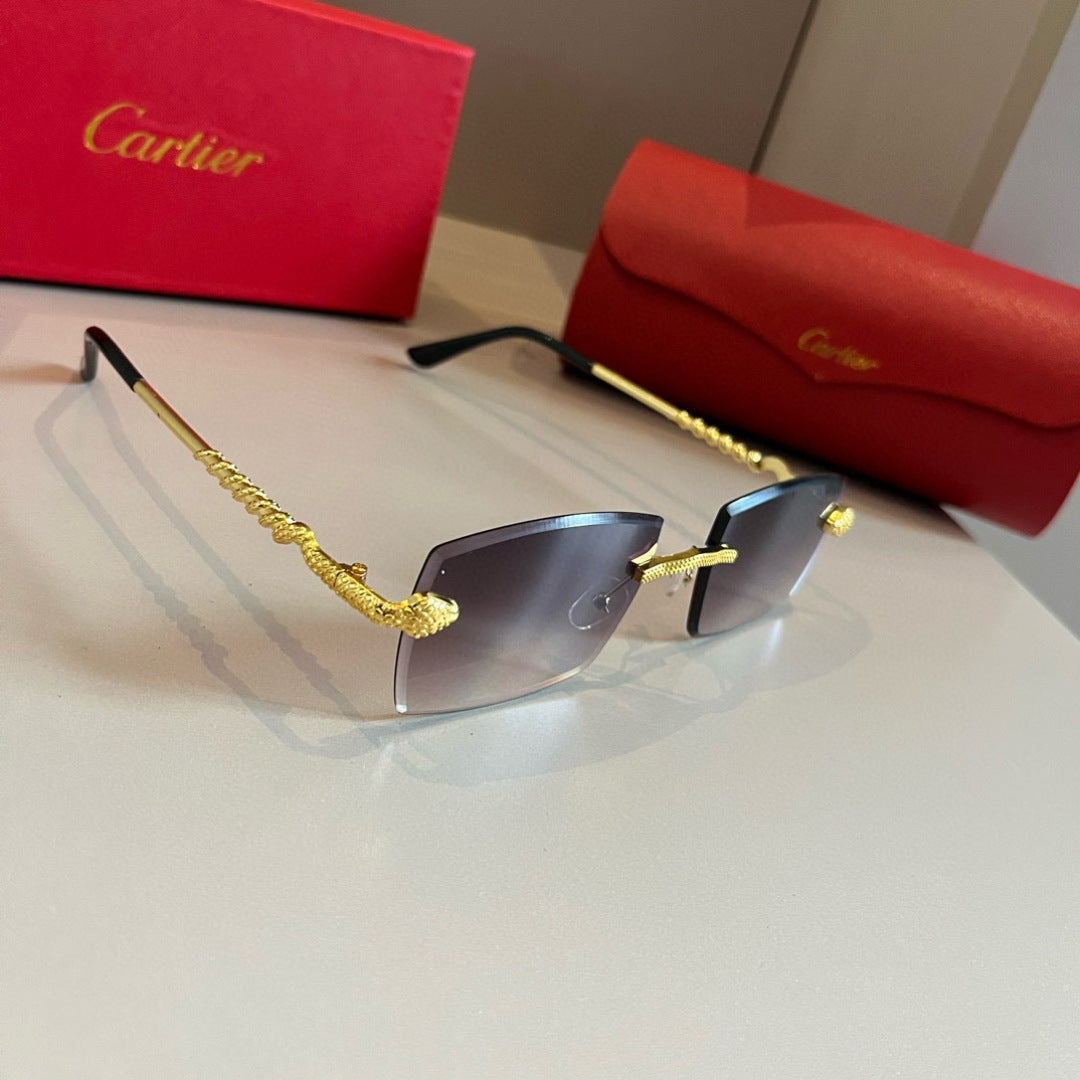 Cartier Lightweight Metal Rimless Silver Lens Sunglasses for Men & Wo - 935078