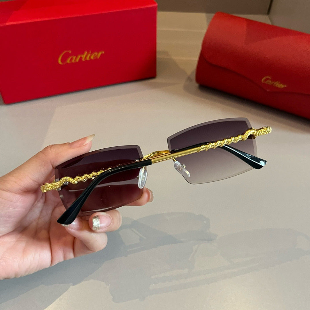 Cartier Lightweight Metal Rimless Silver Lens Sunglasses for Men & Wo - 935078 - detail image 7