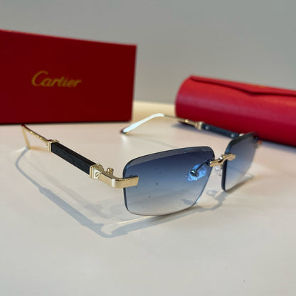 Cartier Lightweight Metal Rimless Blue Lens Sunglasses for Men & Wome - 935092