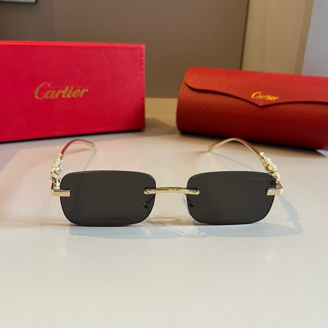 Cartier Lightweight Metal Rimless Gold Lens Sunglasses for Men & Wome - 372246 - detail image 2