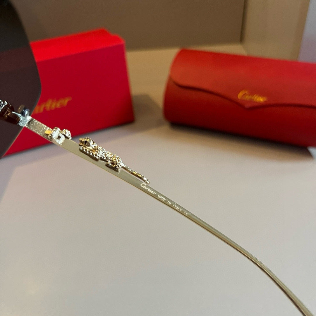 Cartier Lightweight Metal Rimless Gold Lens Sunglasses for Men & Wome - 358562 - detail image 9