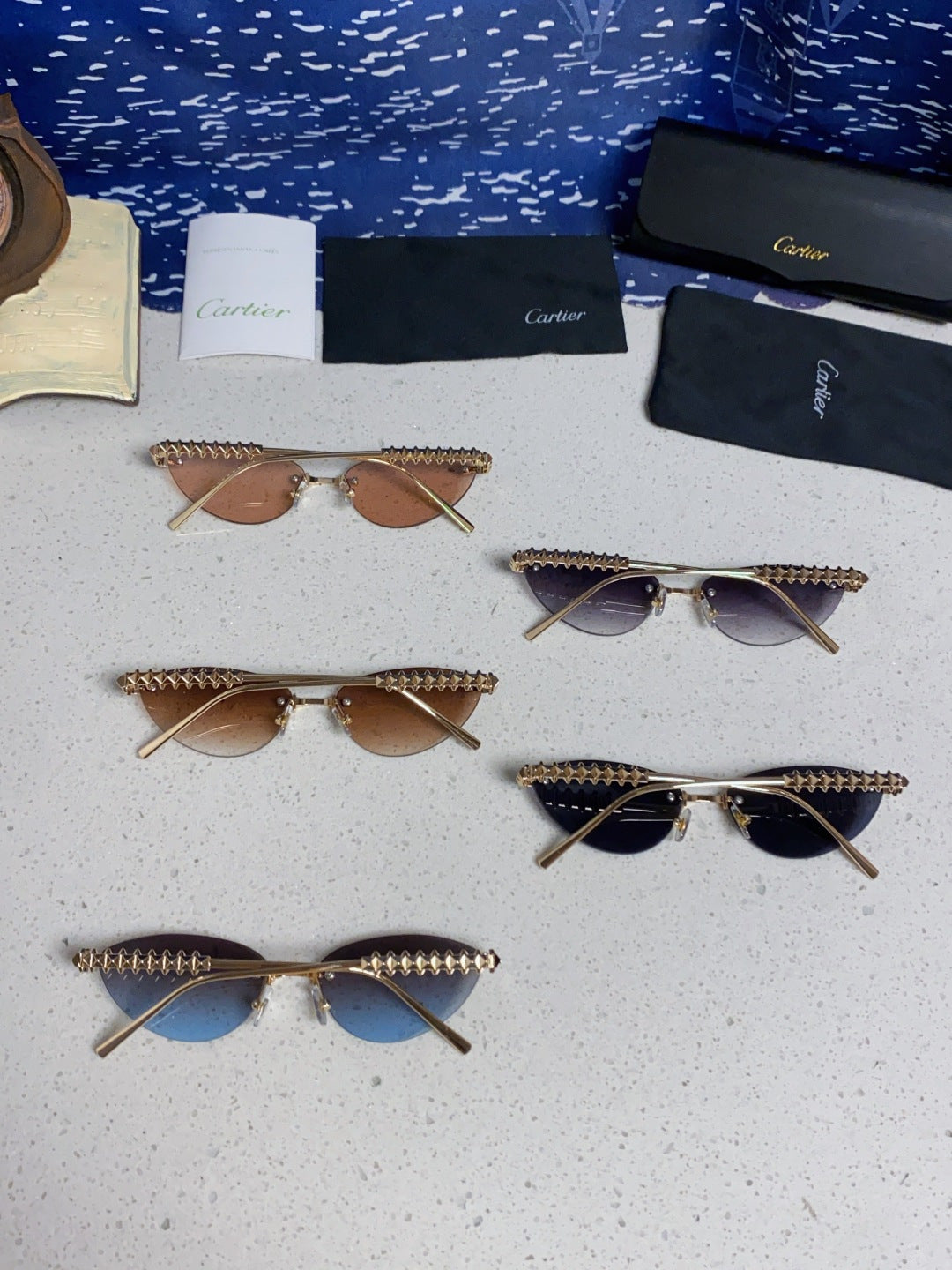 Cartier Lightweight Metal Rimless Red Lens Sunglasses for Men & Women - 398980 - detail image 11