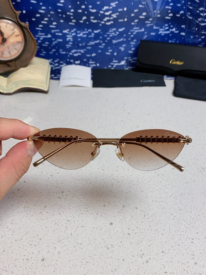 Cartier Lightweight Metal Rimless Brown Lens Sunglasses for Men & Wom - 398981 - detail image 4