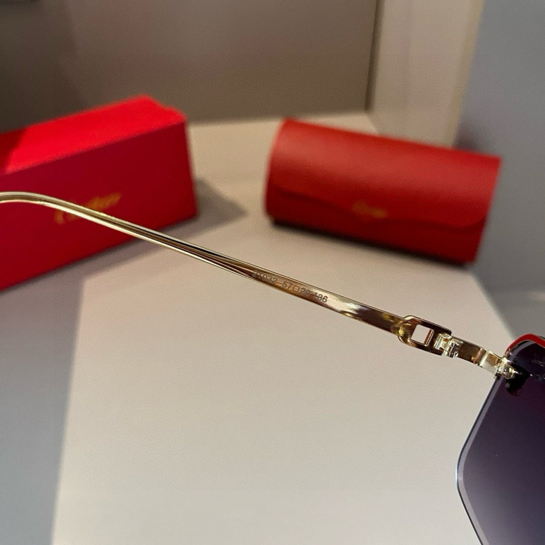 Cartier Lightweight Metal Rimless Gold Lens Sunglasses for Men & Wome - 399044 - detail image 9