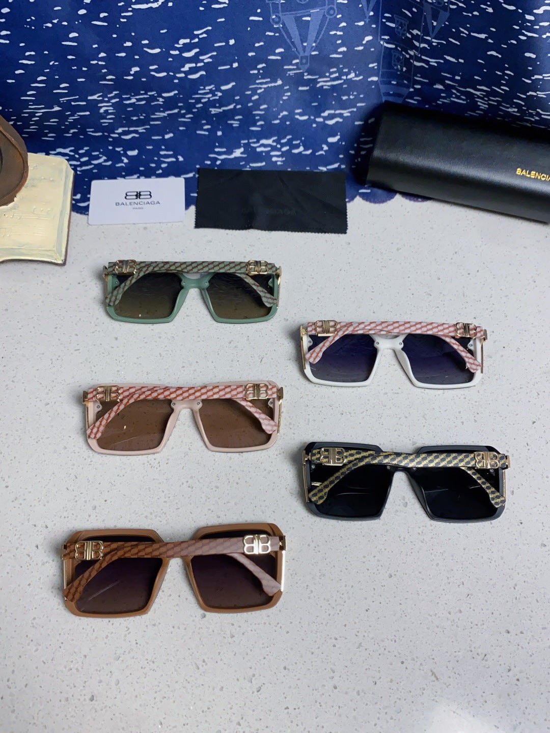 Balenciaga Square Blue Lens Sunglasses for Men & Women - 158573 - detail image 10