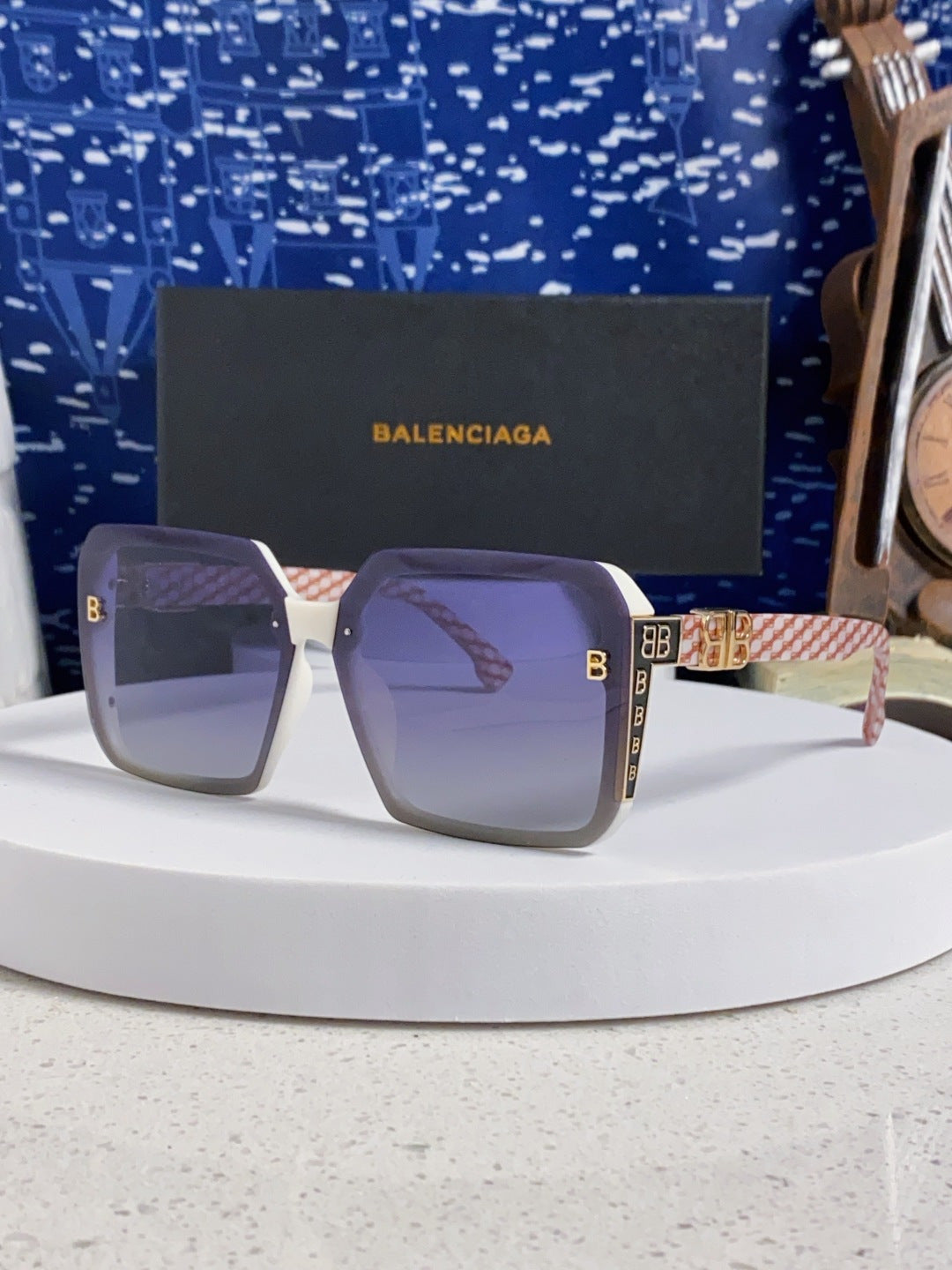 Balenciaga Square Blue Lens Sunglasses for Men & Women - 867212