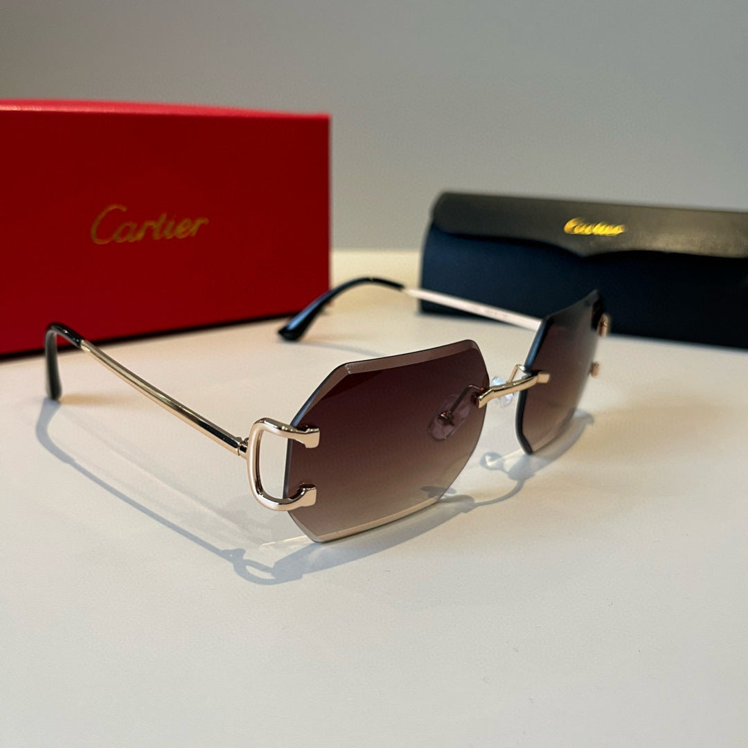 Cartier Lightweight Metal Rimless Red Lens Sunglasses for Men & Women - 935065