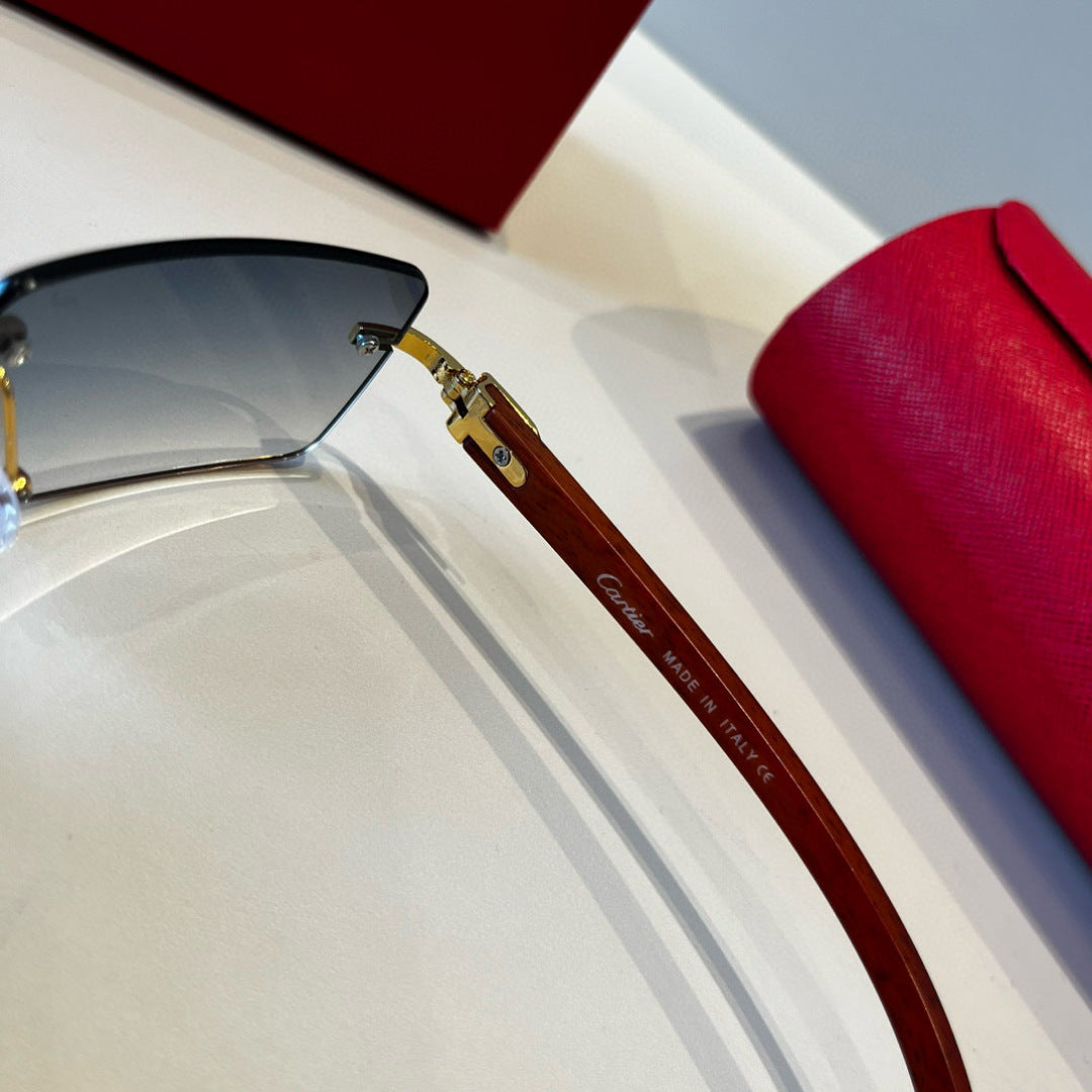Cartier Lightweight Metal Rimless Red Lens Sunglasses for Men & Women - 415867 - detail image 4