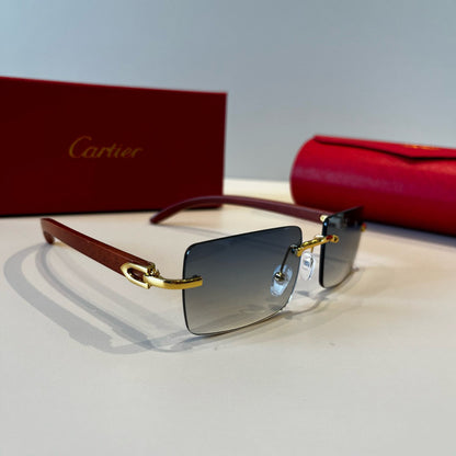 Cartier Lightweight Metal Rimless Red Lens Sunglasses for Men & Women - 432358