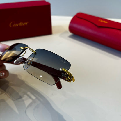 Cartier Lightweight Metal Rimless Red Lens Sunglasses for Men & Women - 487288 - detail image 7
