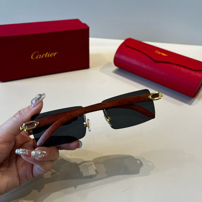 Cartier Lightweight Metal Rimless Silver Lens Sunglasses for Men & Wo - 372252 - detail image 6