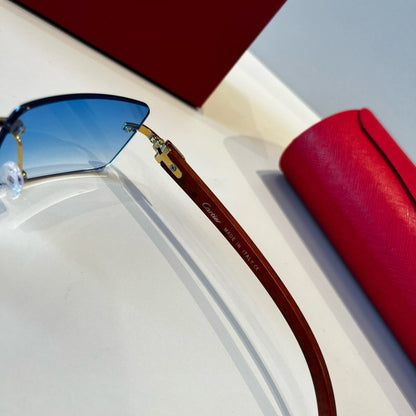 Cartier Lightweight Metal Rimless Blue Lens Sunglasses for Men & Wome - 372253 - detail image 4