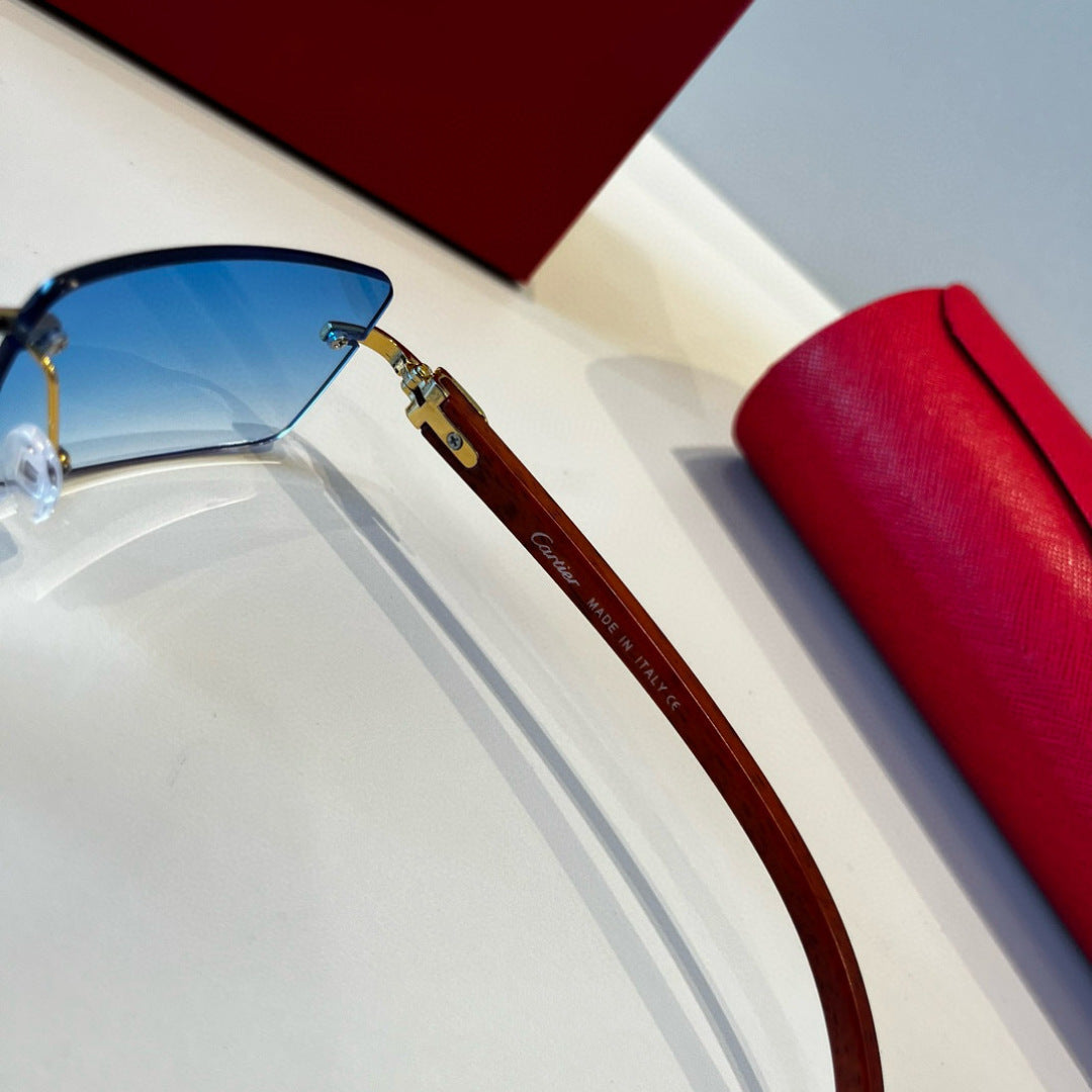 Cartier Lightweight Metal Rimless Blue Lens Sunglasses for Men & Wome - 432360 - detail image 4