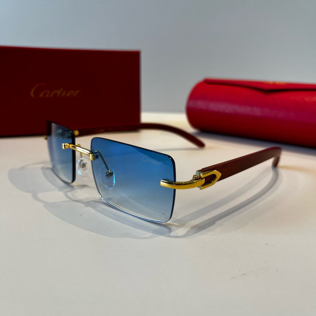 Cartier Lightweight Metal Rimless Blue Lens Sunglasses for Men & Wome - 487290 - detail image 3