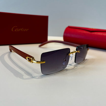 Cartier Lightweight Metal Rimless Silver Lens Sunglasses for Men & Wo - 487291