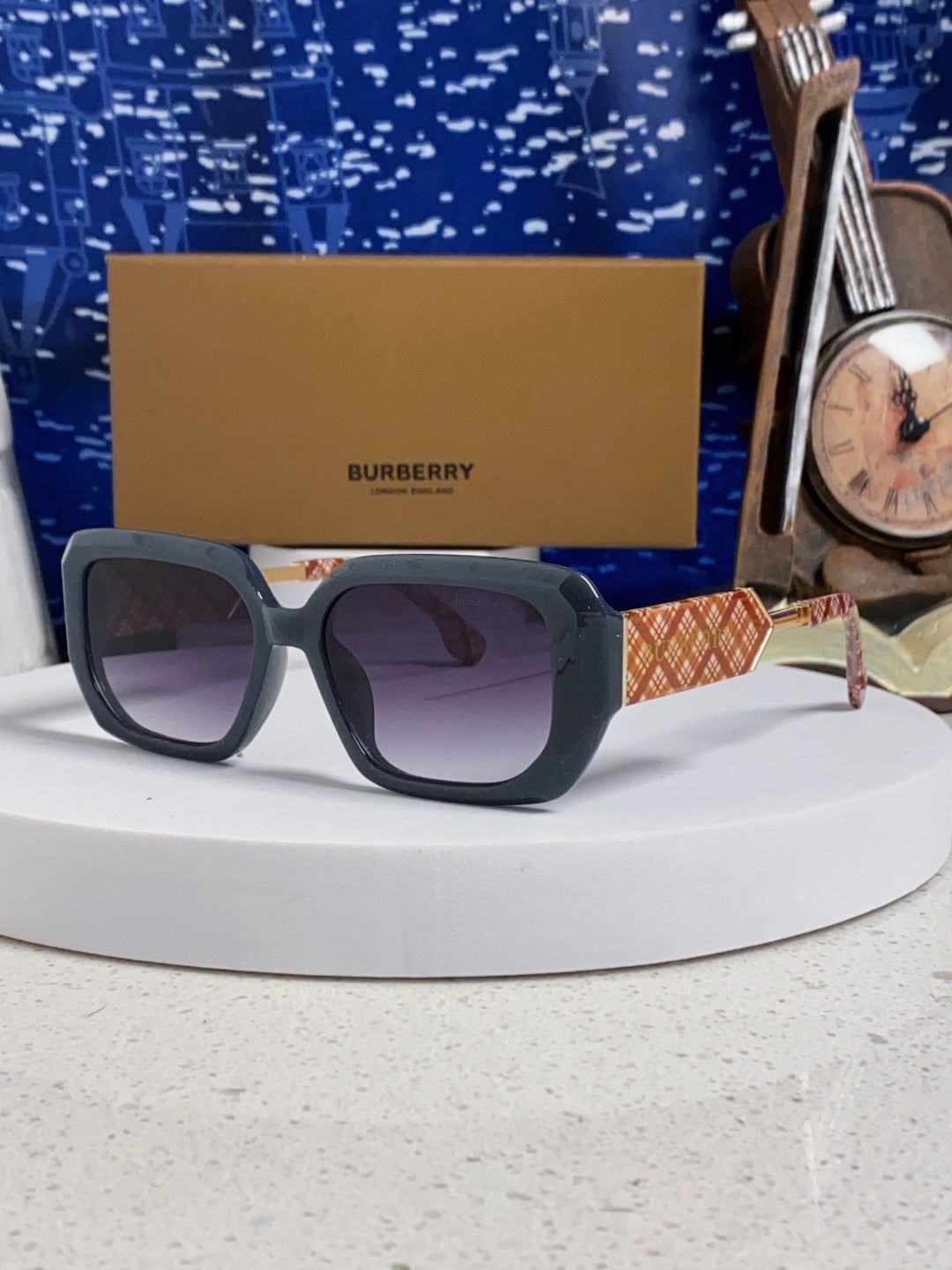 Burberry Rectangular Blue Lens Sunglasses for Men & Women