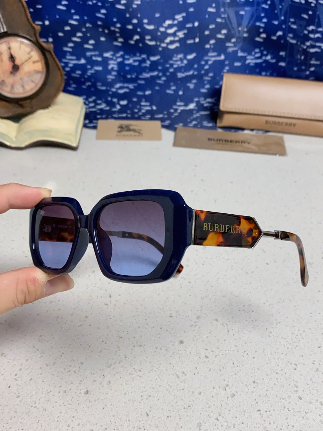 Burberry Rectangular Black Lens Sunglasses for Men & Women - 487412 - detail image 5