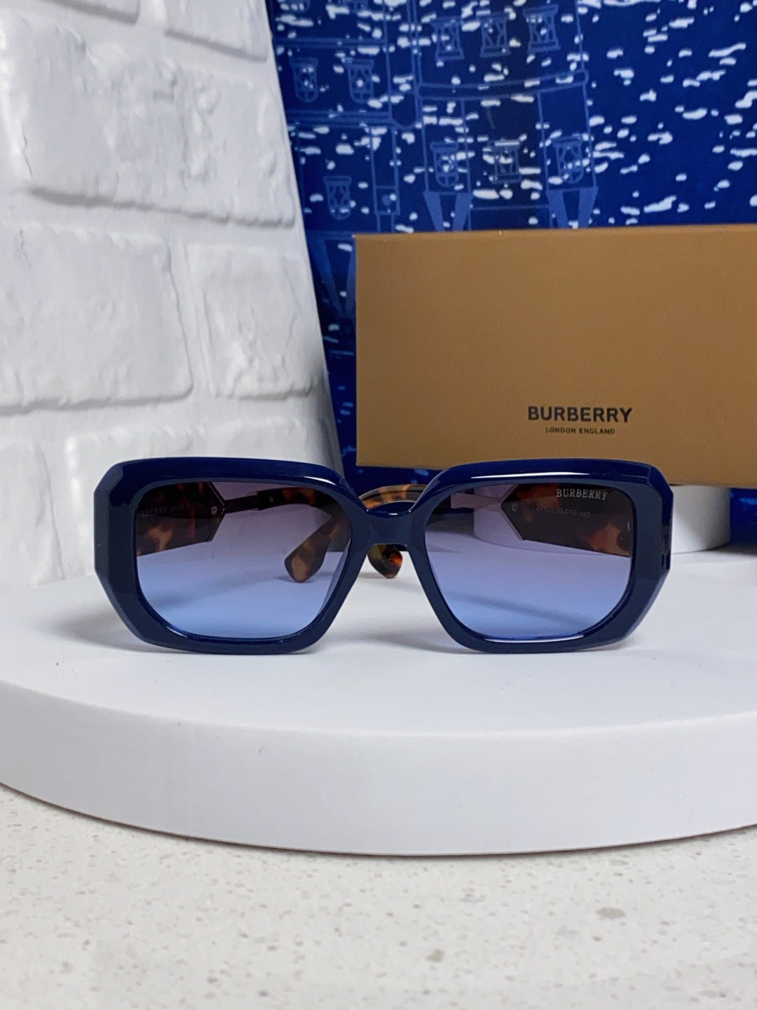 Burberry Rectangular Blue Lens Sunglasses for Men & Women - 416078