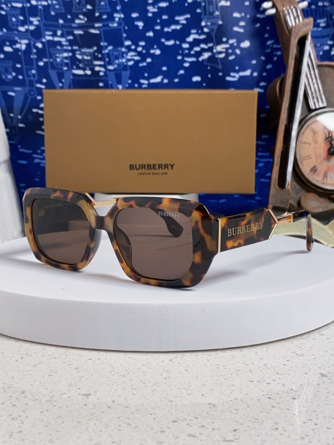 Burberry Rectangular Red Lens Sunglasses for Men & Women - 416079