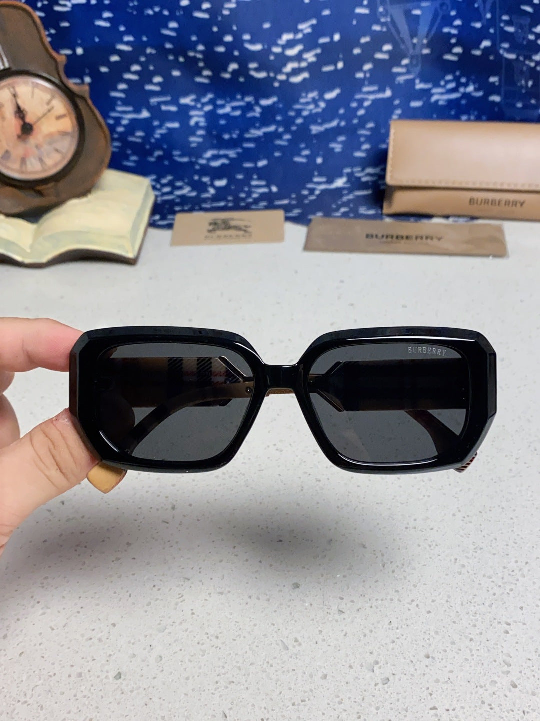 Burberry Rectangular Black Lens Sunglasses for Men & Women - 416080 - detail image 4