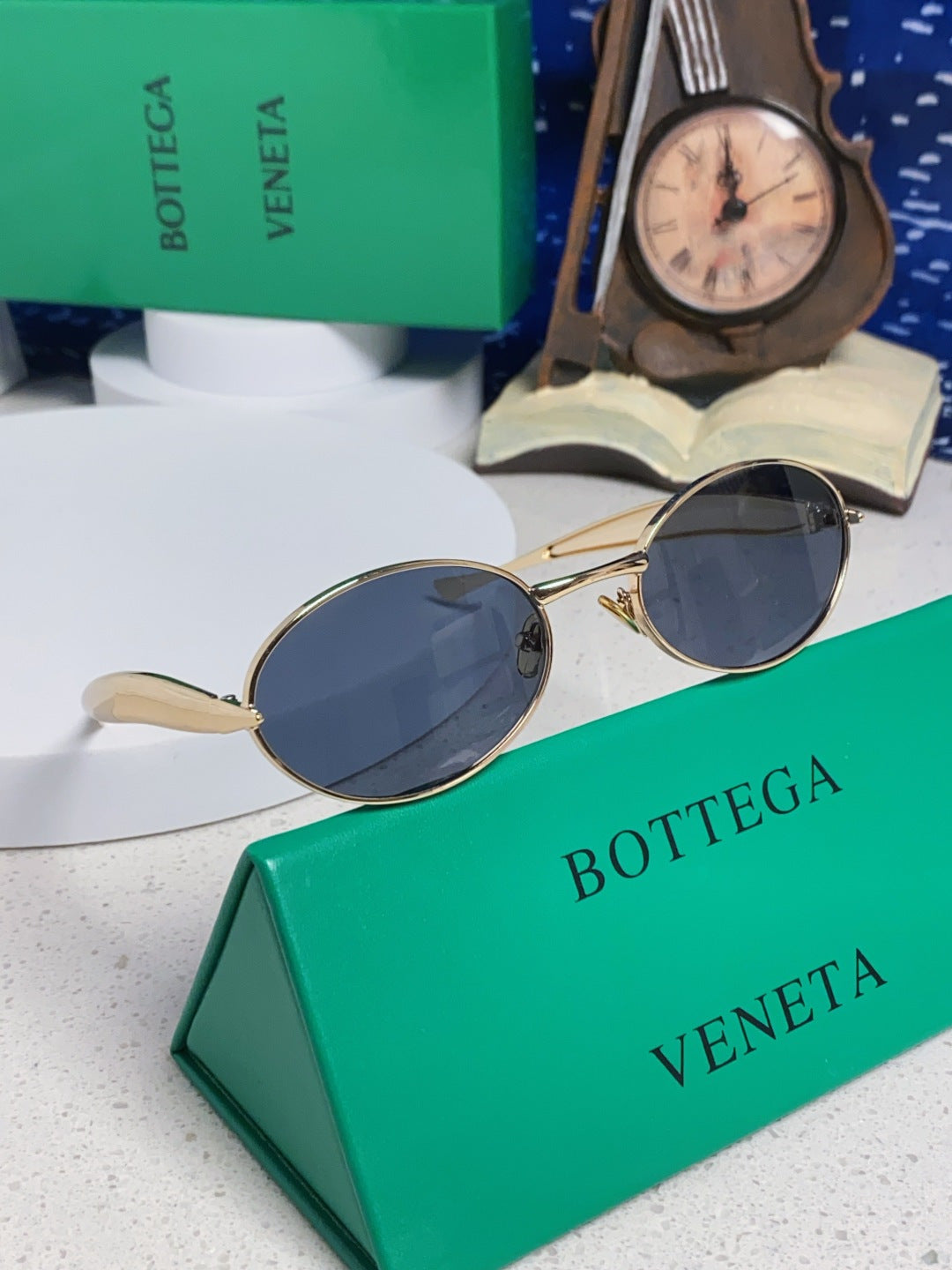 Bottega Veneta BV1386 Oval Blue Lens Sunglasses for Men & Women - 416446 - detail image 9