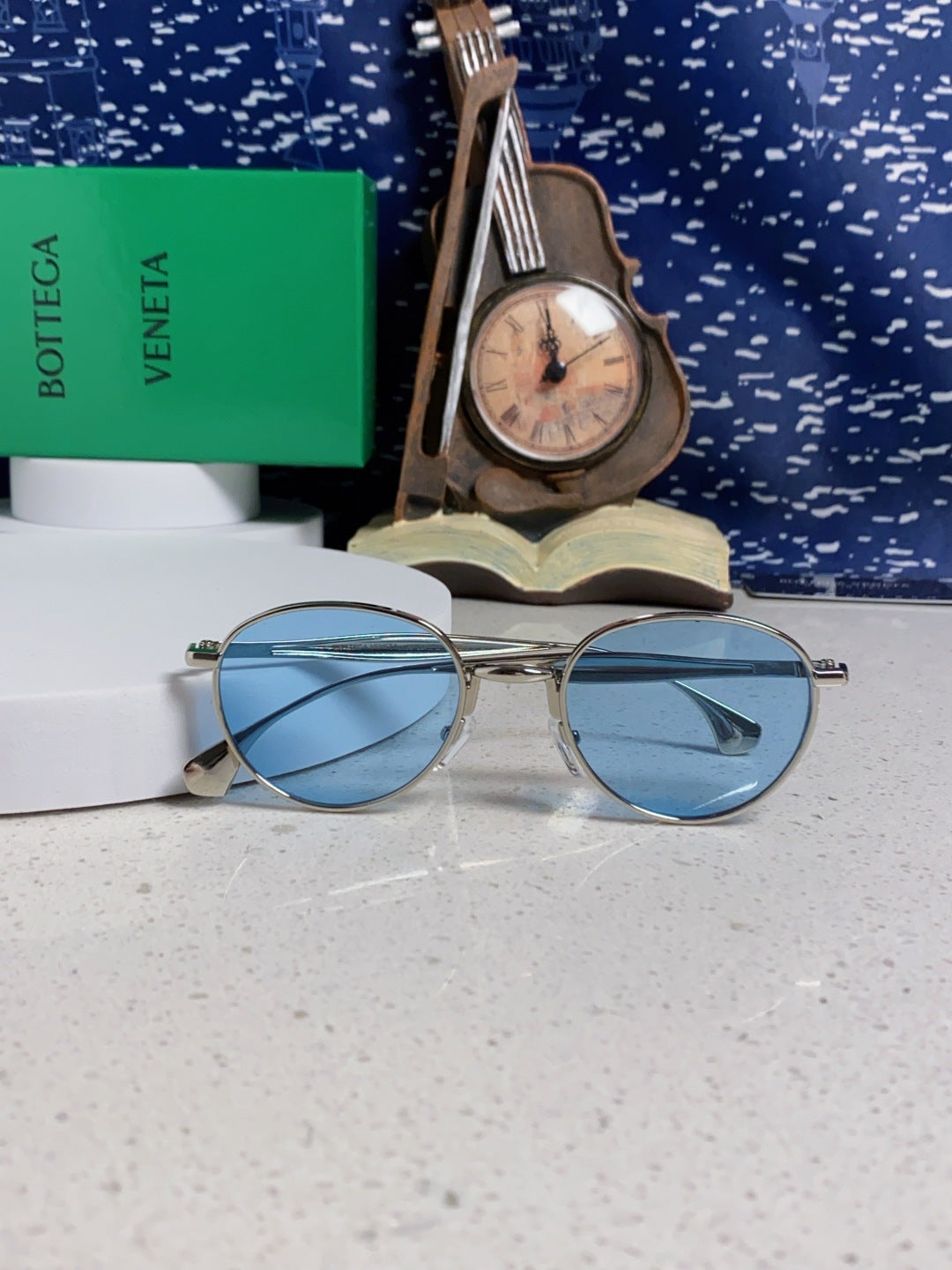 Bottega Veneta BV1396 Metal Oval Blue Lens Sunglasses for Men & Women - 487971 - detail image 8