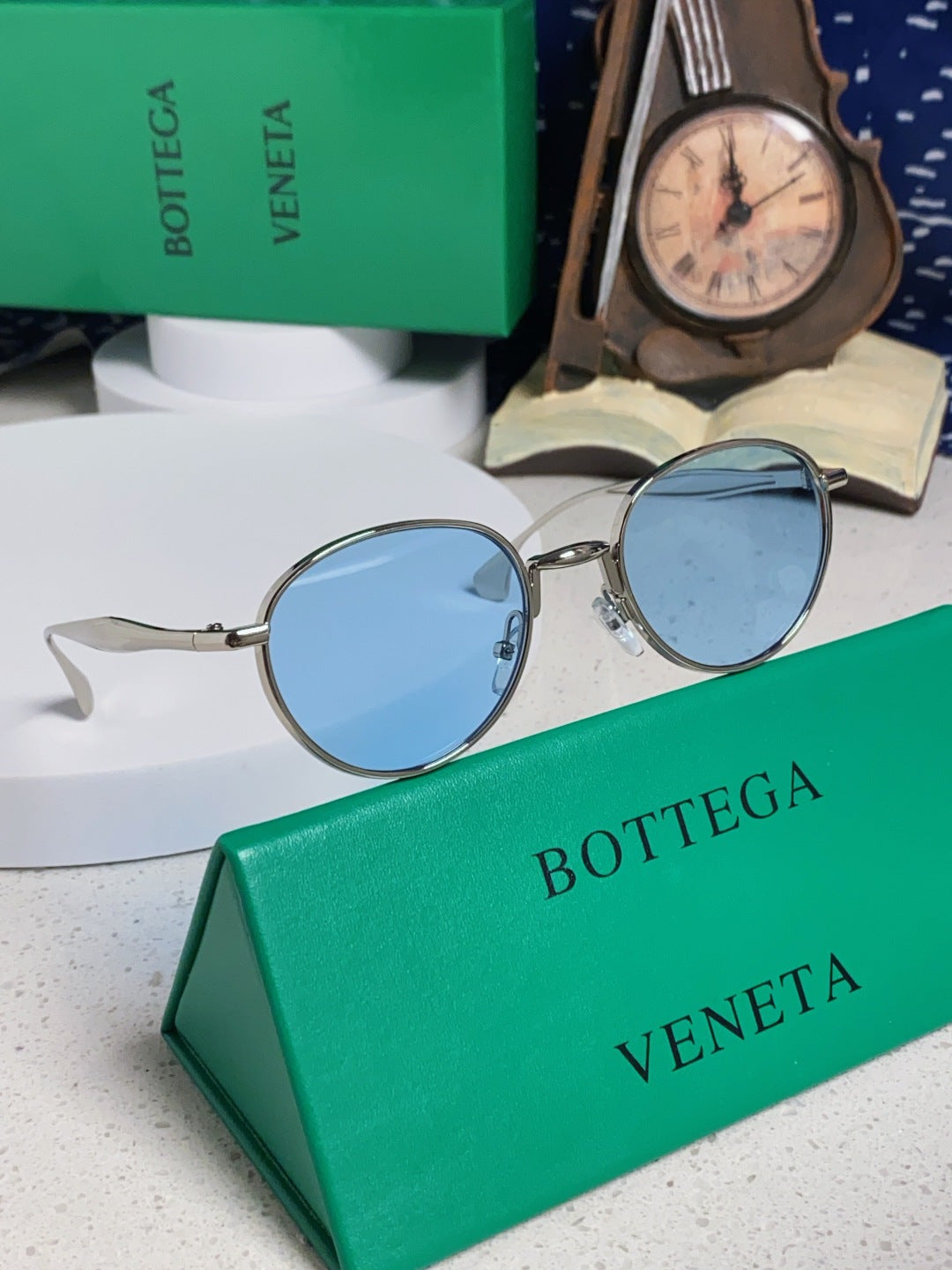 Bottega Veneta BV1396 Metal Oval Blue Lens Sunglasses for Men & Women - 358857 - detail image 9
