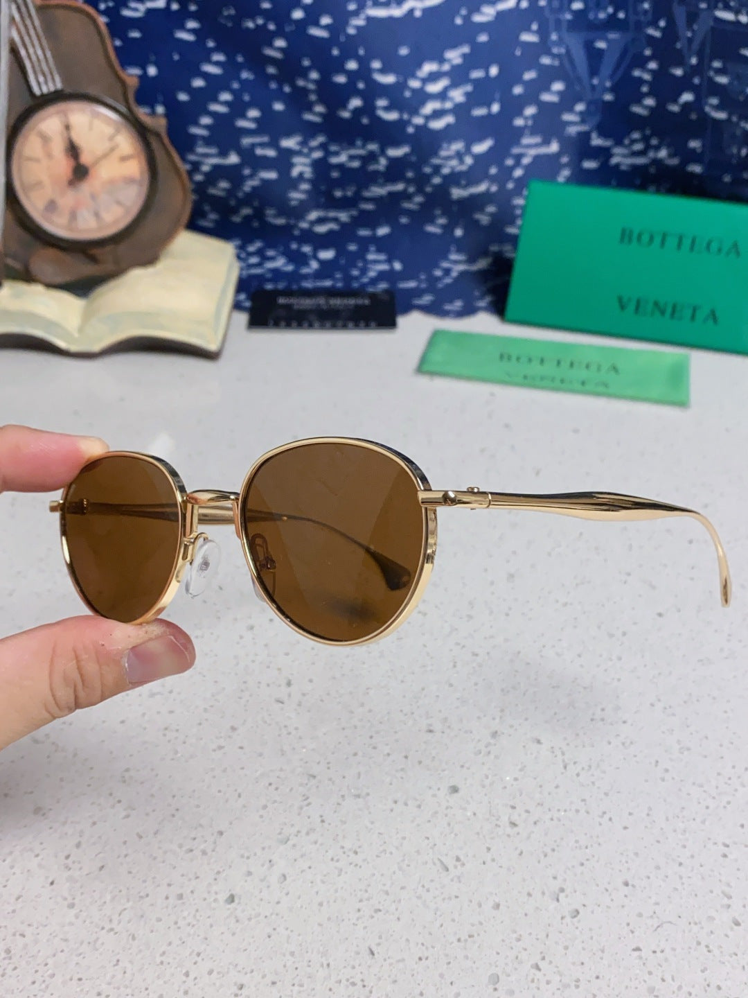 Bottega Veneta BV1396 Metal Oval Brown Lens Sunglasses for Men & Wome - 358859 - detail image 5