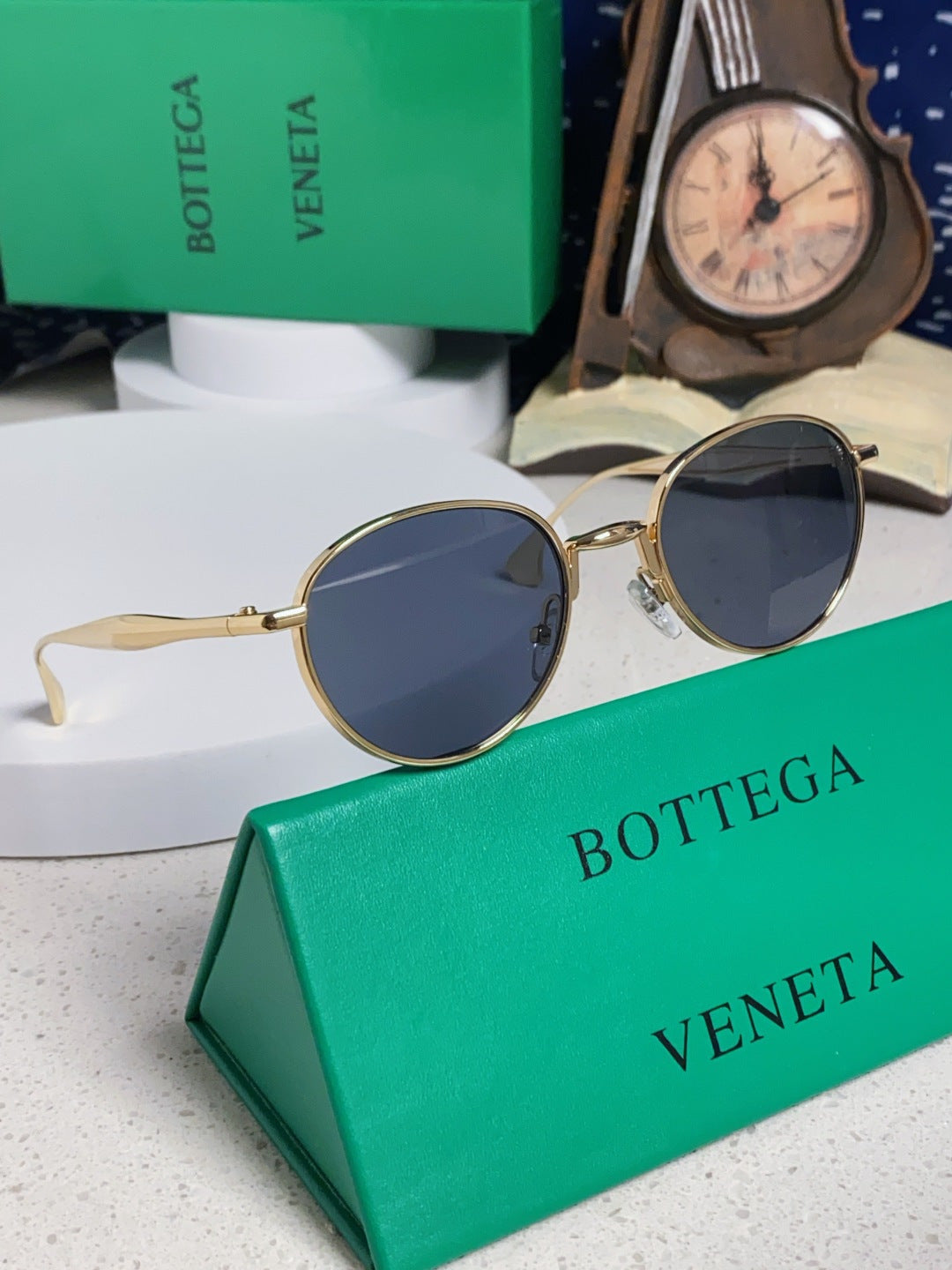 Bottega Veneta BV1396 Metal Oval Blue Lens Sunglasses for Men & Women - 358860 - detail image 9
