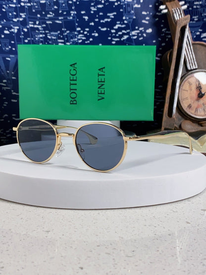 Bottega Veneta BV1396 Metal Oval Blue Lens Sunglasses for Men & Women - 487974