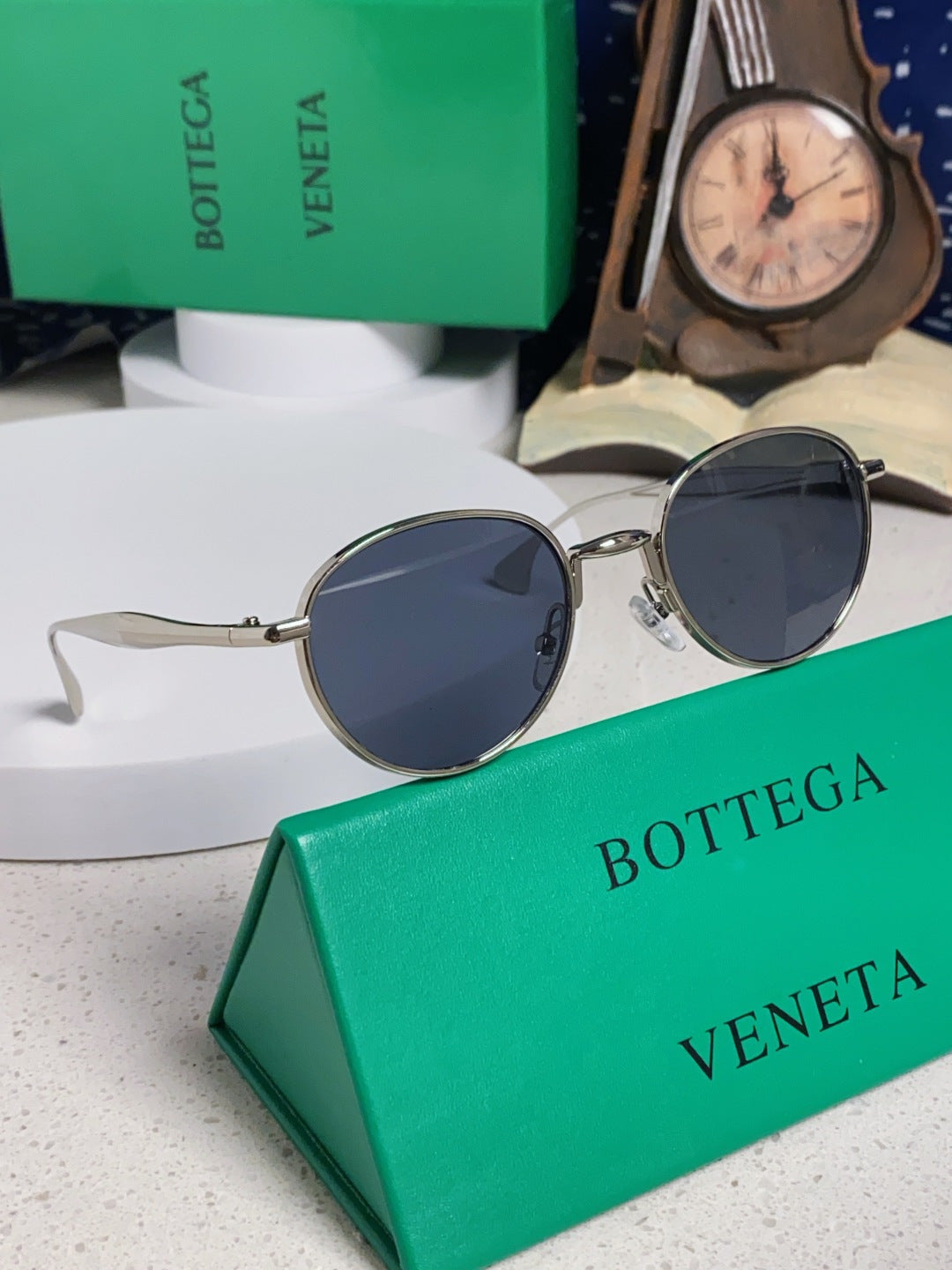 Bottega Veneta BV1396 Metal Oval Blue Lens Sunglasses for Men & Women - 358861 - detail image 9
