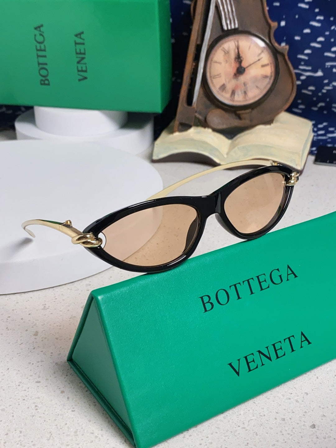 Bottega Veneta BV1390 Cat-Eye Gold Lens Sunglasses for Women - 358862 - detail image 9