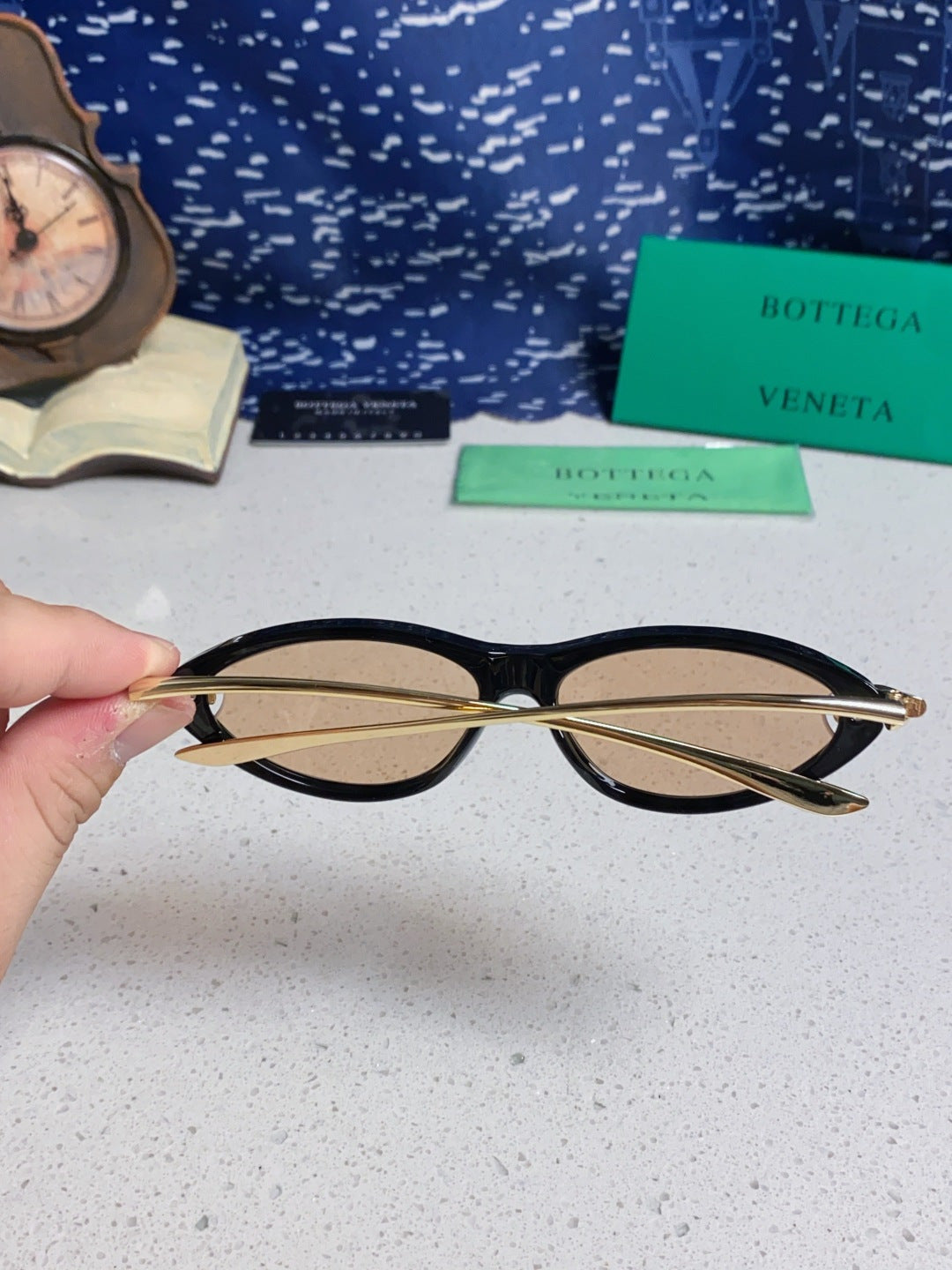 Bottega Veneta BV1390 Cat-Eye Gold Lens Sunglasses for Women - 358862 - detail image 5