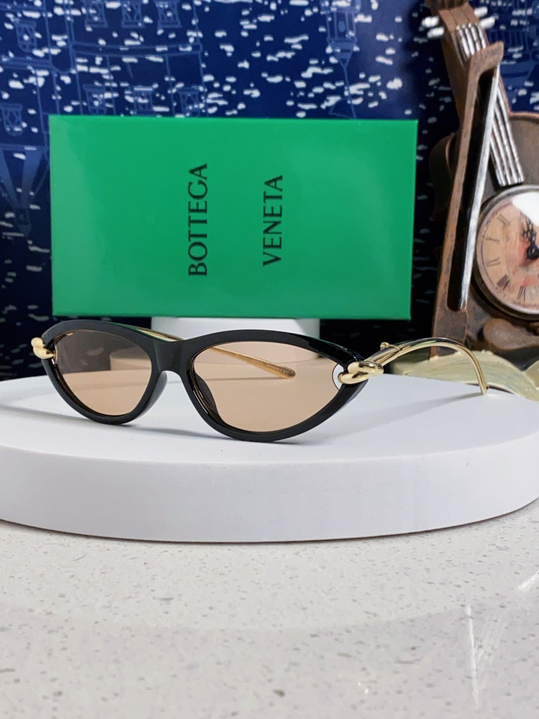 Bottega Veneta BV1390 Cat-Eye Gold Lens Sunglasses for Women - 358862