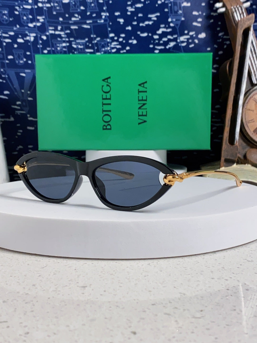 Bottega Veneta BV1390 Cat-Eye Blue Lens Sunglasses for Women - 358867