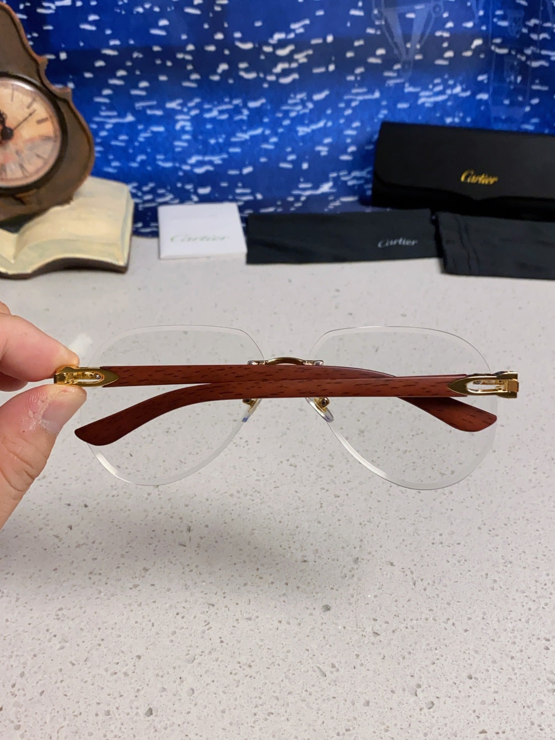 Cartier Lightweight Rimless Silver Lens Sunglasses for Men & Women - 358541 - detail image 5