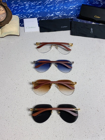 Cartier Lightweight Rimless Black Lens Sunglasses for Men & Women - 358544 - detail image 11
