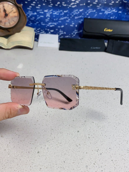 Cartier Lightweight Metal Rimless Blue Lens Sunglasses for Men & Wome - 132557 - detail image 6