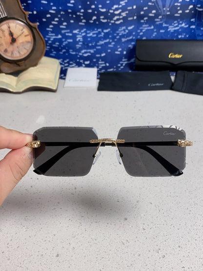 Cartier Lightweight Metal Rimless Black Lens Sunglasses for Men & Wom - 132560 - detail image 4
